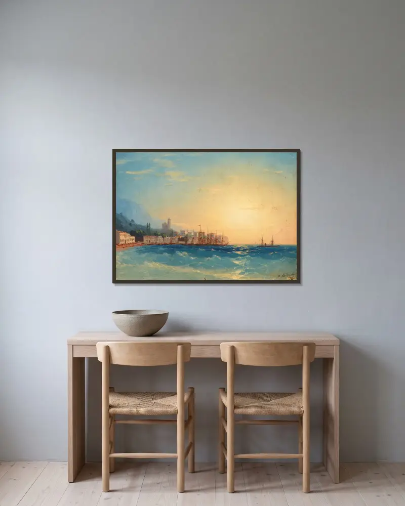 Hafen mit Schiffen von Ivan Konstantinovich Aivazovsky gerahmt an einer Wand