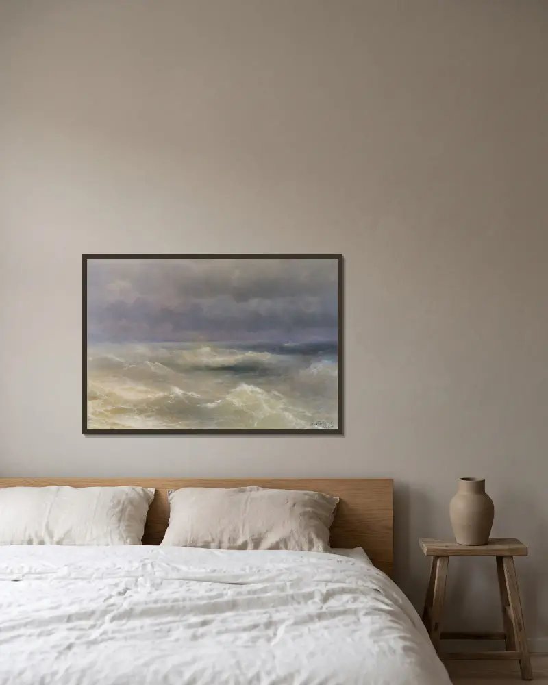Schwere See von Ivan Konstantinovich Aivazovsky gerahmt an einer Wand