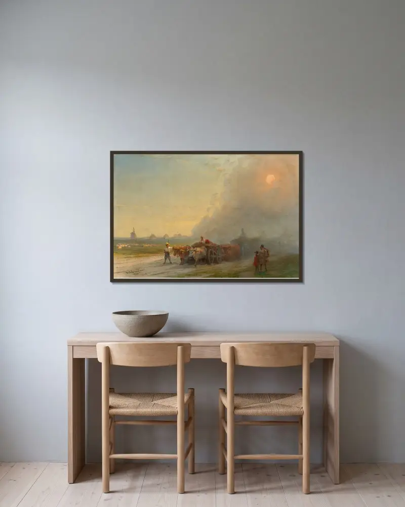 Ox-Carts In The Ukrainian Steppe av Ivan Konstantinovich Aivazovsky inramad på en vägg