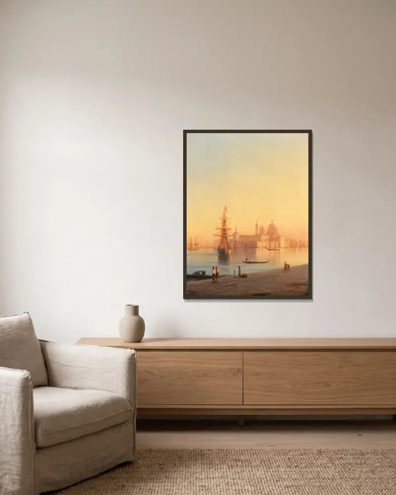 Punta della Dogana and Santa Maria della Salute, Venice av Ivan Konstantinovich Aivazovsky inramad på en vägg