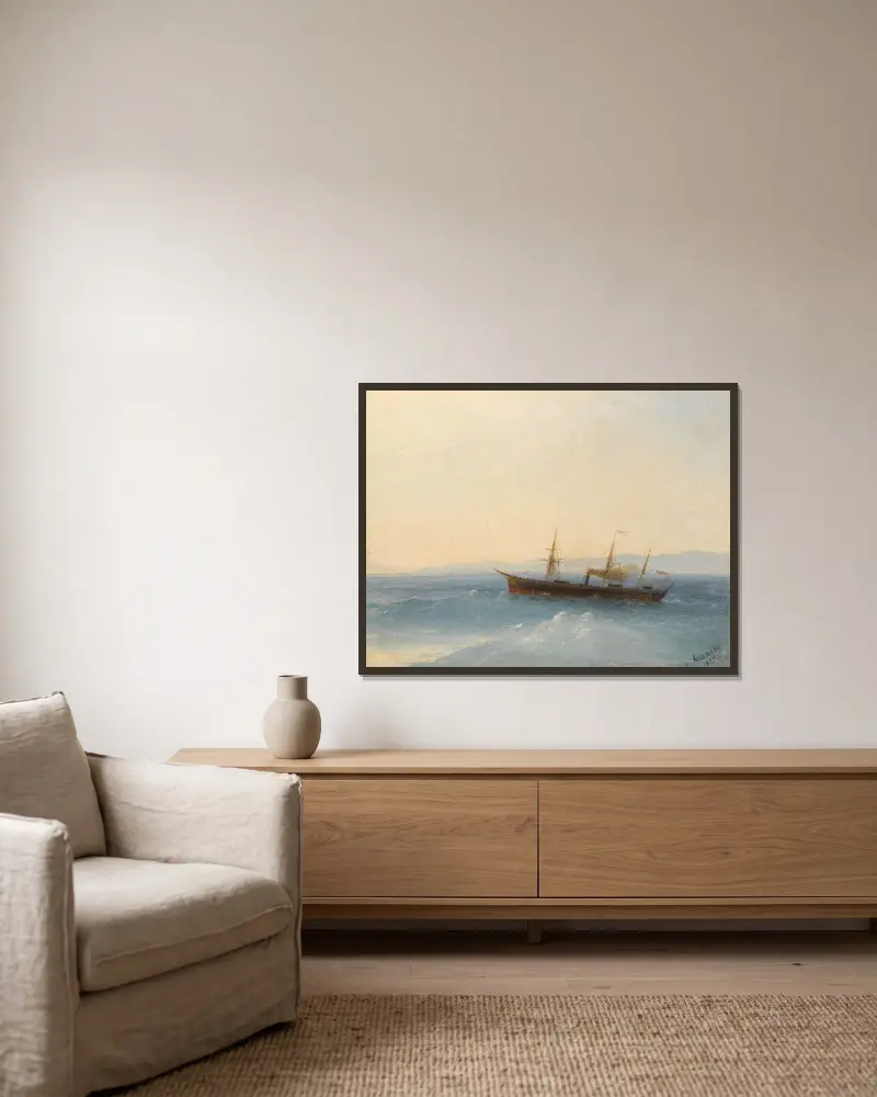 Rosyjski parowiec, Ivan Konstantinovich Aivazovsky w ramie na ścianie