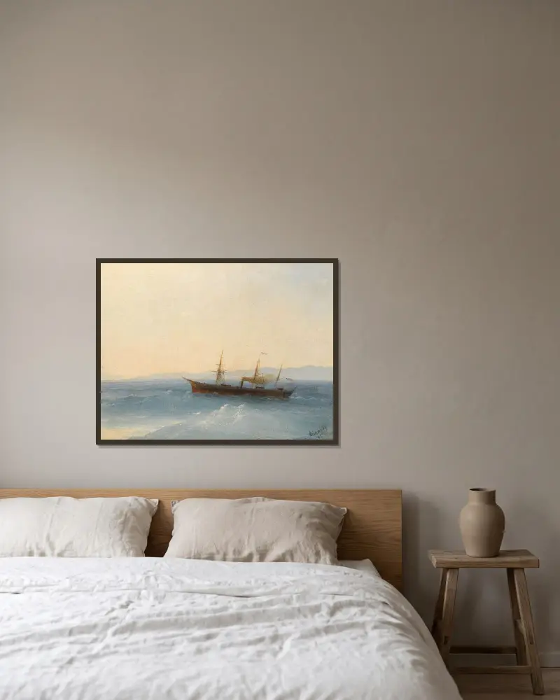 Rosyjski parowiec, Ivan Konstantinovich Aivazovsky w ramie na ścianie