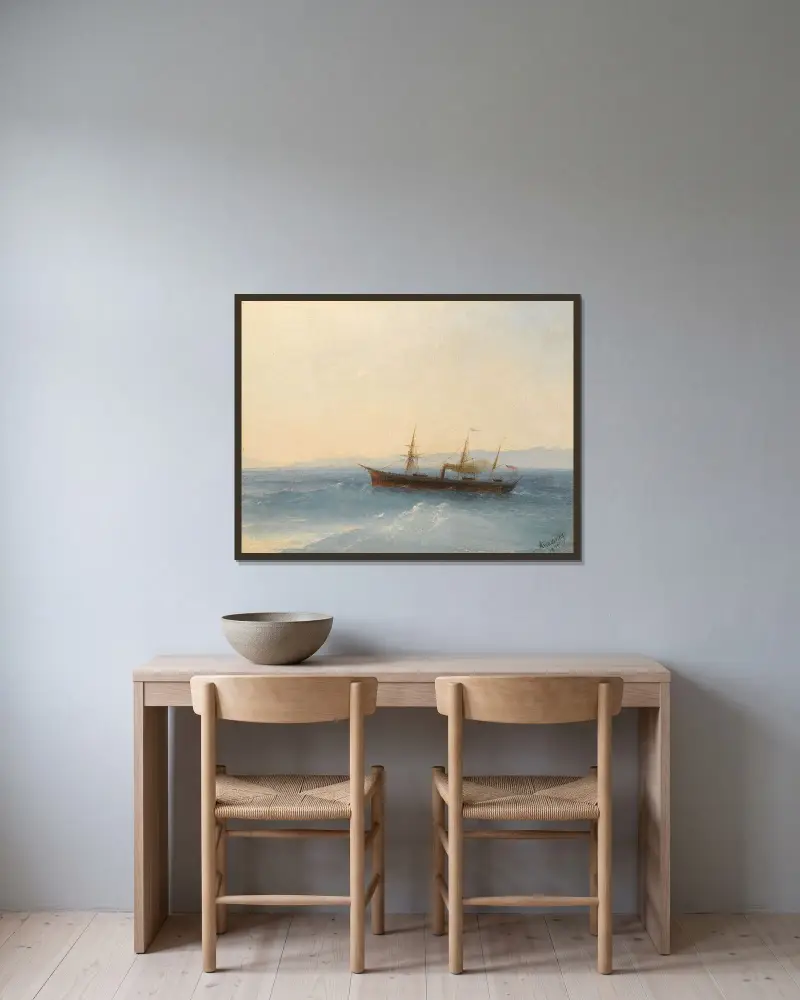 Rosyjski parowiec, Ivan Konstantinovich Aivazovsky w ramie na ścianie