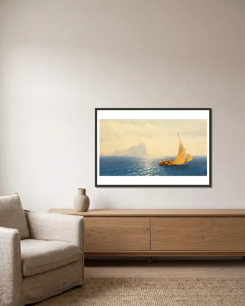 Sailing Boat off the Coast of Capri av Ivan Konstantinovich Aivazovsky inramad på en vägg