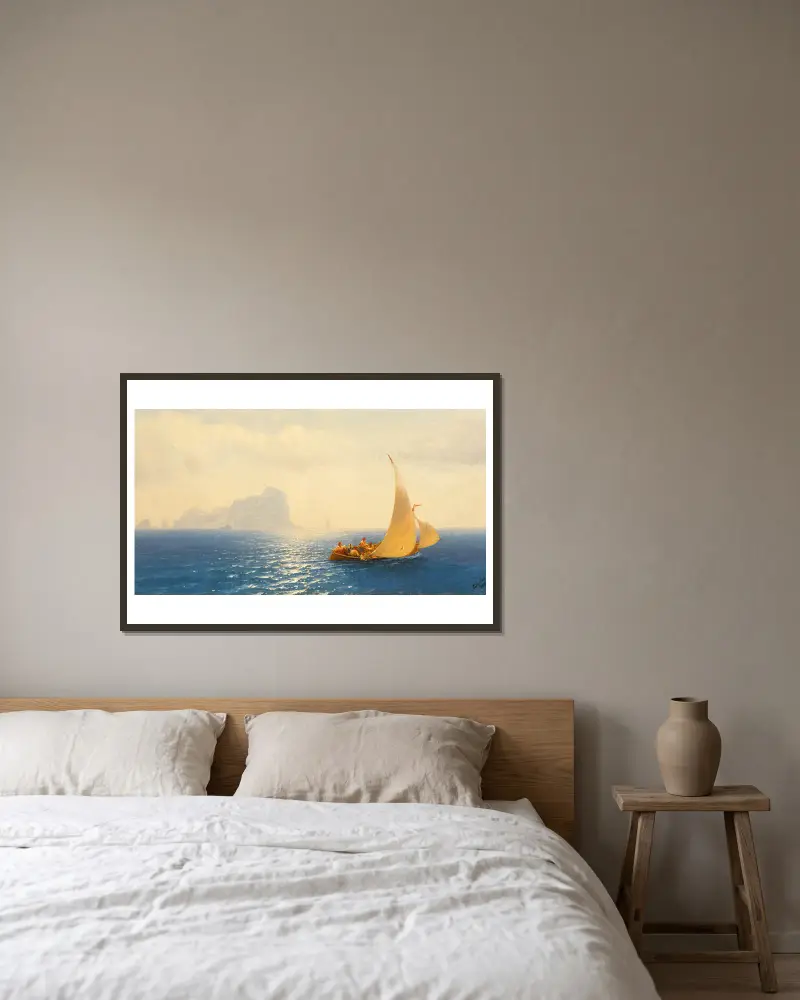 Sailing Boat off the Coast of Capri av Ivan Konstantinovich Aivazovsky inramad på en vägg