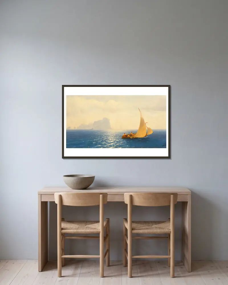 Sailing Boat off the Coast of Capri av Ivan Konstantinovich Aivazovsky inramad på en vägg