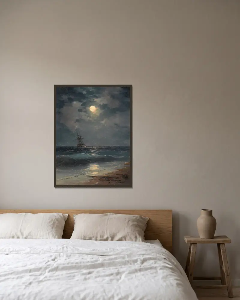 Statek w świetle księżyca, Ivan Konstantinovich Aivazovsky w ramie na ścianie