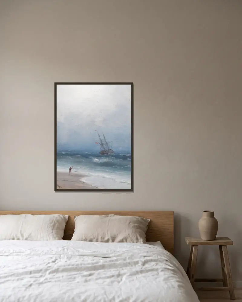 Stürmische Küste von Ivan Konstantinovich Aivazovsky gerahmt an einer Wand