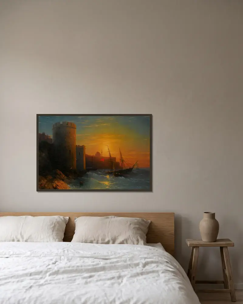Sonnenuntergang über Konstantinopel von Ivan Konstantinovich Aivazovsky gerahmt an einer Wand