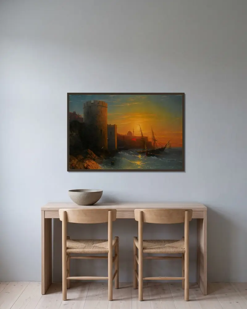Sonnenuntergang über Konstantinopel von Ivan Konstantinovich Aivazovsky gerahmt an einer Wand