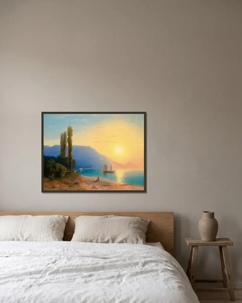 Sunset Over Yalta av Ivan Konstantinovich Aivazovsky inramad på en vägg
