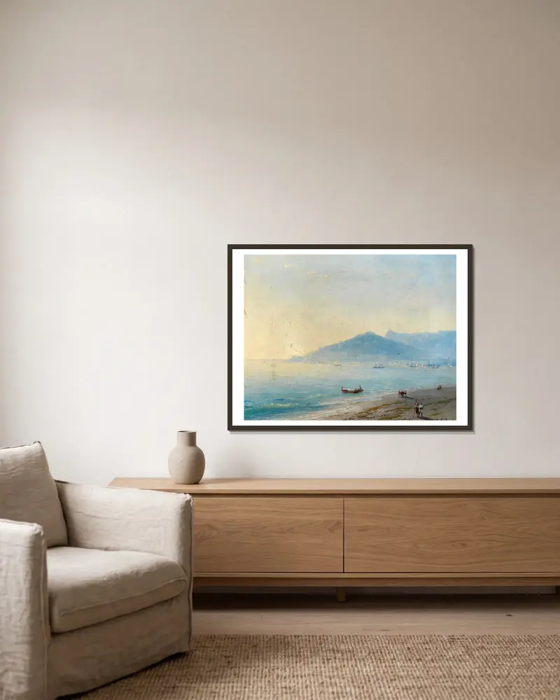 The Bay of Yalta with the Magobi and Ai Petri mountains av Ivan Konstantinovich Aivazovsky inramad på en vägg