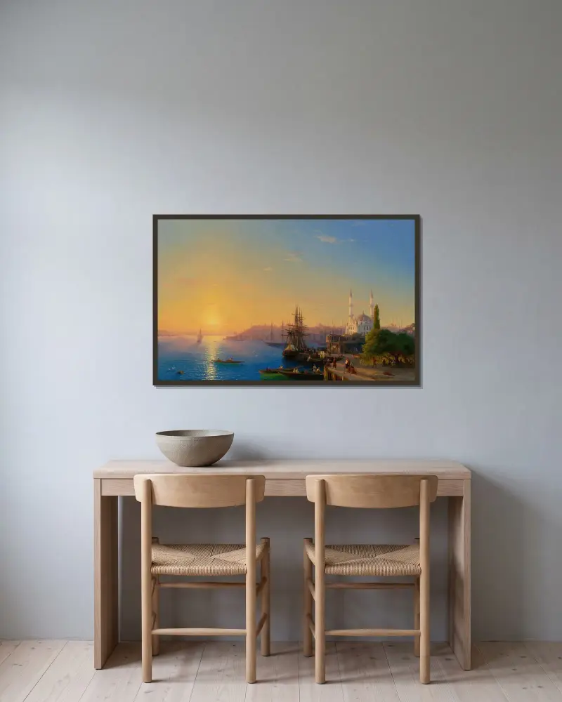 Vy över Konstantinopel och Bosporen av Ivan Konstantinovich Aivazovsky inramad på en vägg