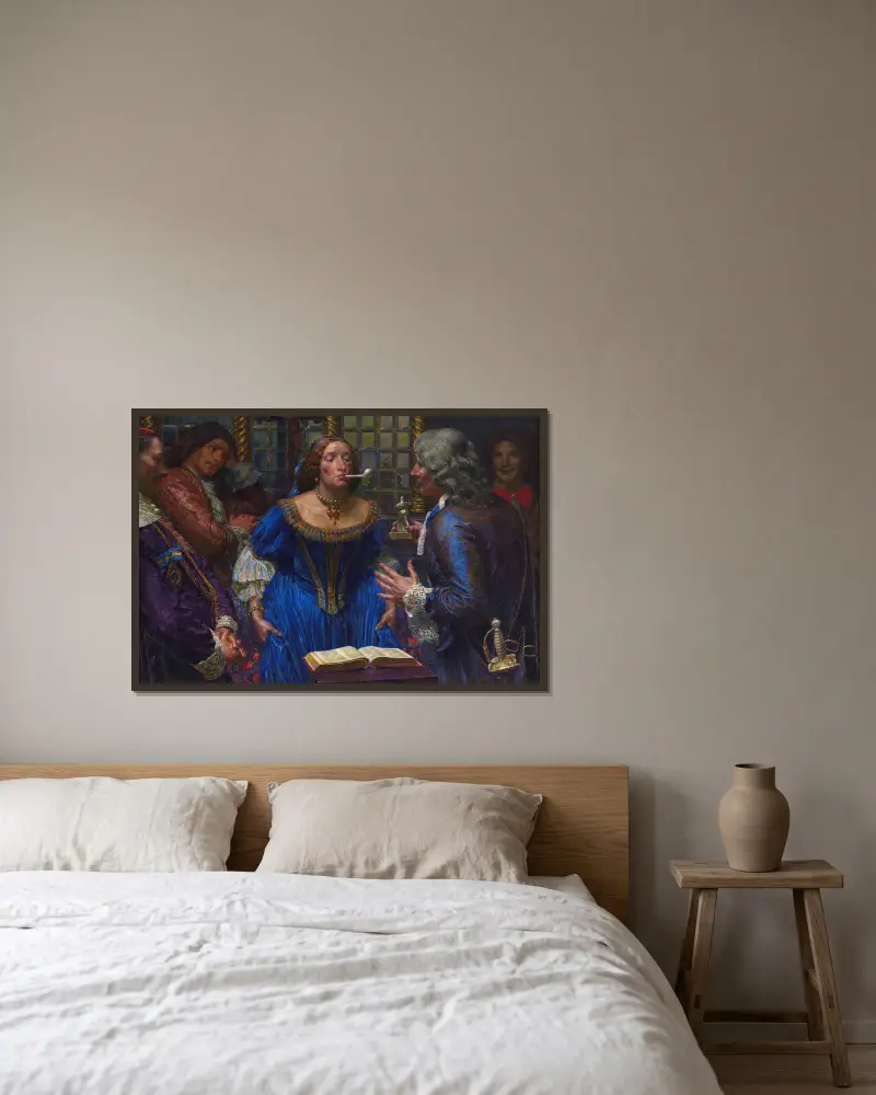 Queen Christina in Palazzo Corsini (1907_1908) av Kristian Zahrtmann inramad på en vägg