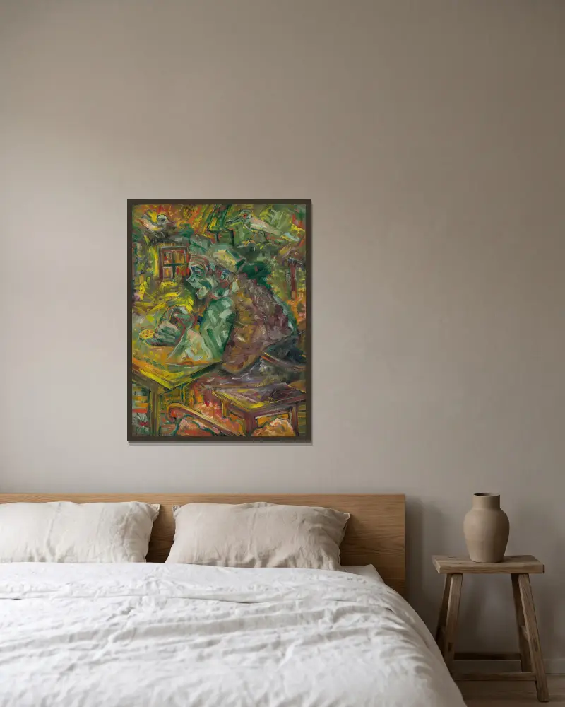 Am Tisch von Arnold Peter Weisz-Kubínčan gerahmt an einer Wand