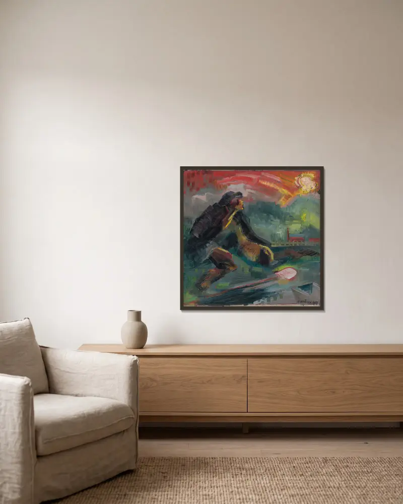 Morgendämmerung von Arnold Peter Weisz-Kubínčan gerahmt an einer Wand