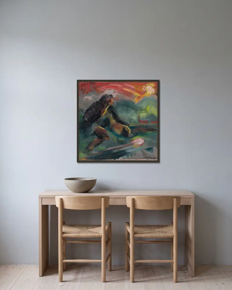 Morgendämmerung von Arnold Peter Weisz-Kubínčan gerahmt an einer Wand