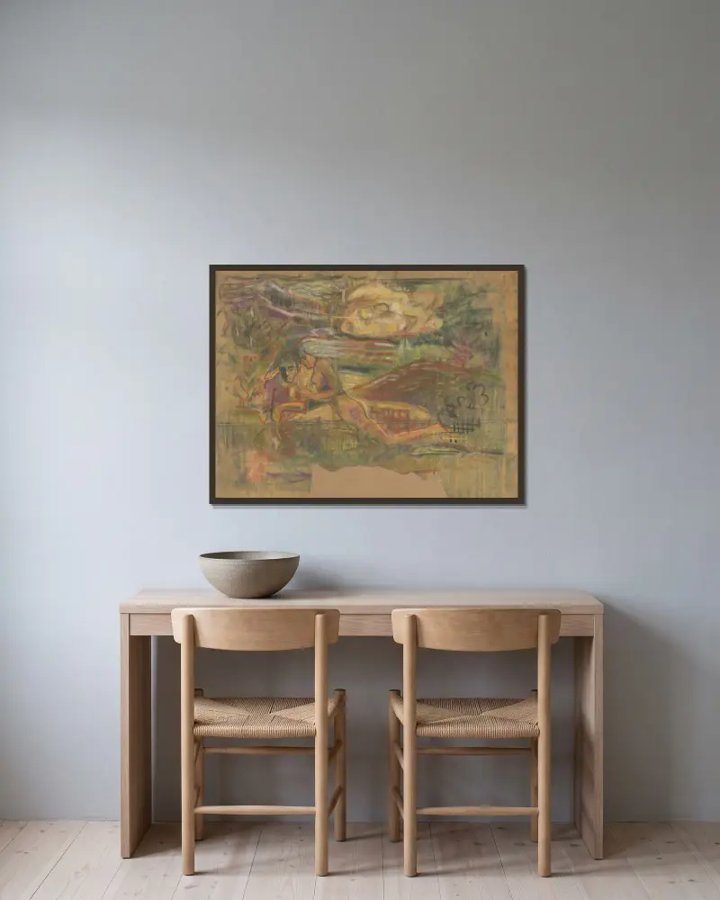 Verlangen von Arnold Peter Weisz-Kubínčan gerahmt an einer Wand