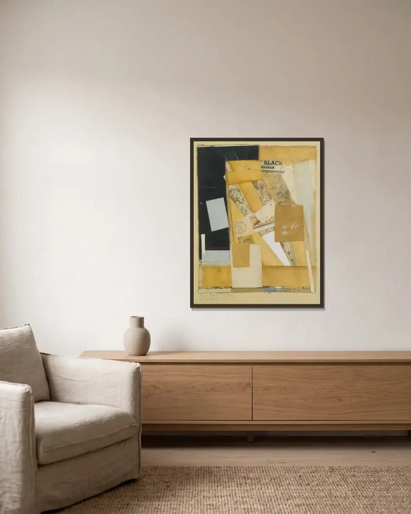 Black Nburgh av Kurt Schwitters inramad på en vägg