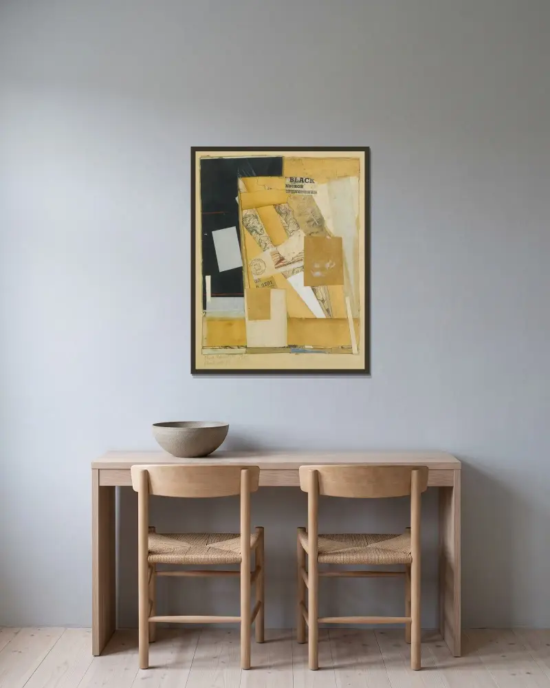 Black Nburgh av Kurt Schwitters inramad på en vägg