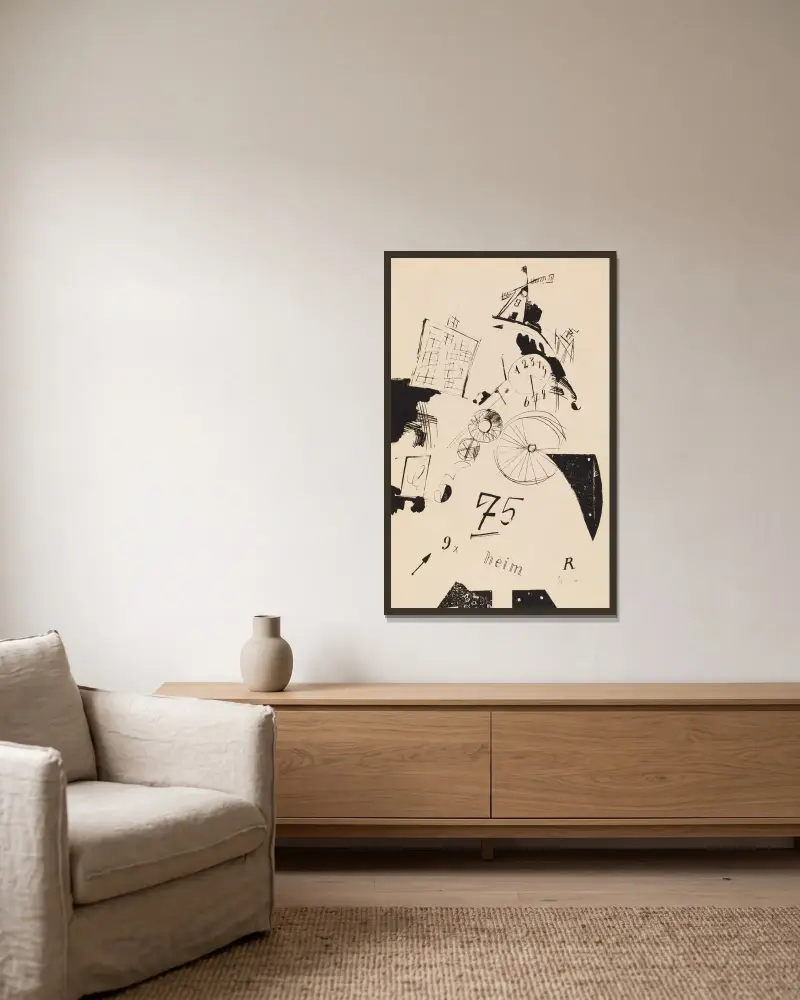 Katedralen pl. 6 av Kurt Schwitters inramad på en vägg