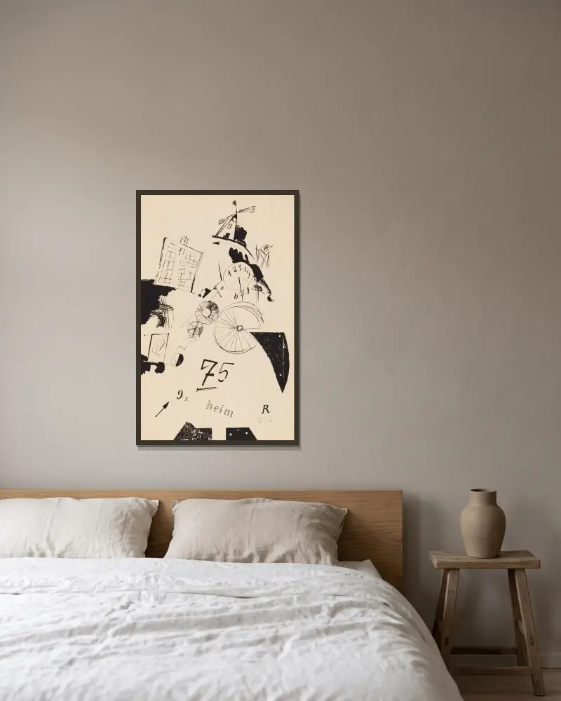 Katedralen pl. 6 av Kurt Schwitters inramad på en vägg