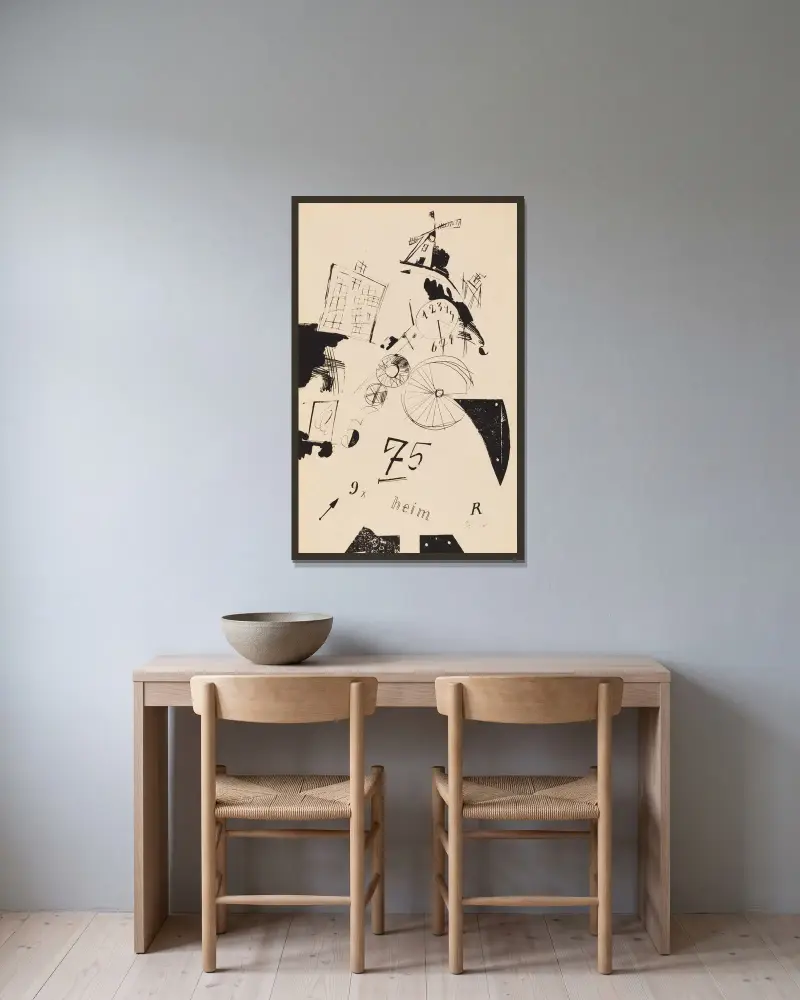 Katedralen pl. 6 av Kurt Schwitters inramad på en vägg