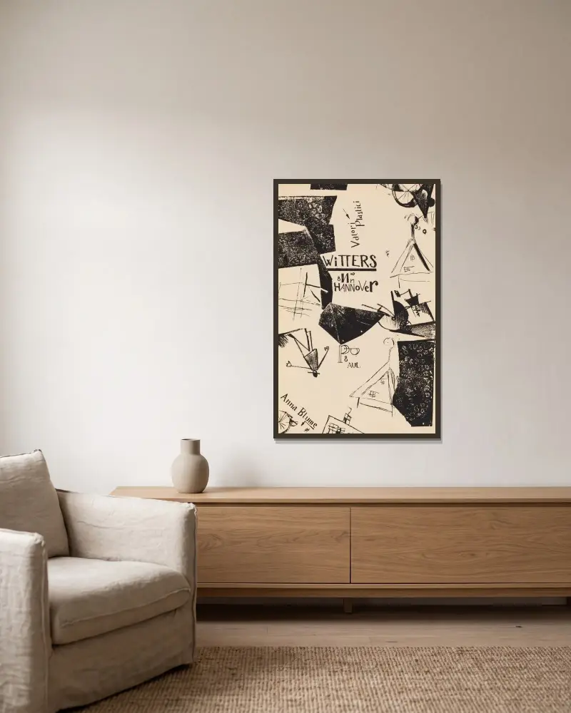 Katedralen pl. 7 av Kurt Schwitters inramad på en vägg