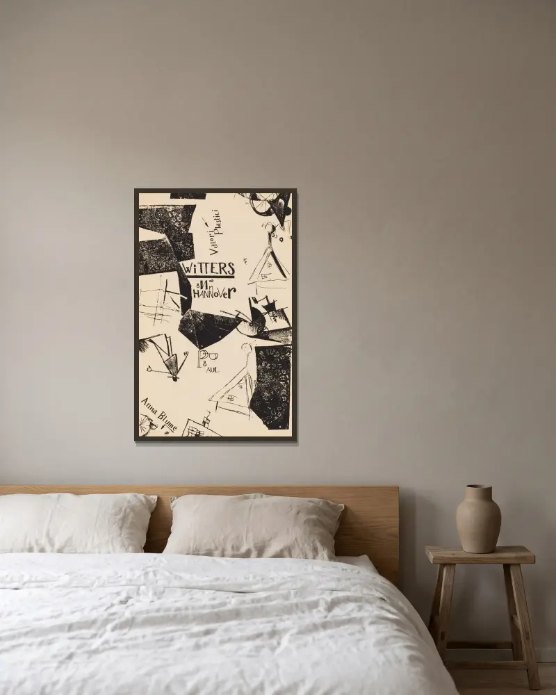 Katedralen pl. 7 av Kurt Schwitters inramad på en vägg