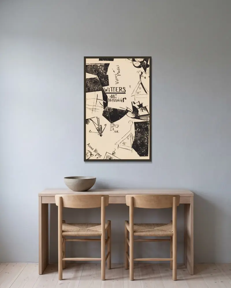 Katedralen pl. 7 av Kurt Schwitters inramad på en vägg