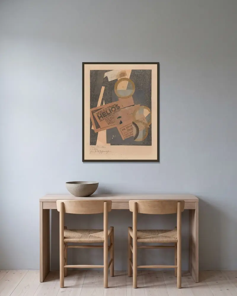 Helios von Kurt Schwitters gerahmt an einer Wand