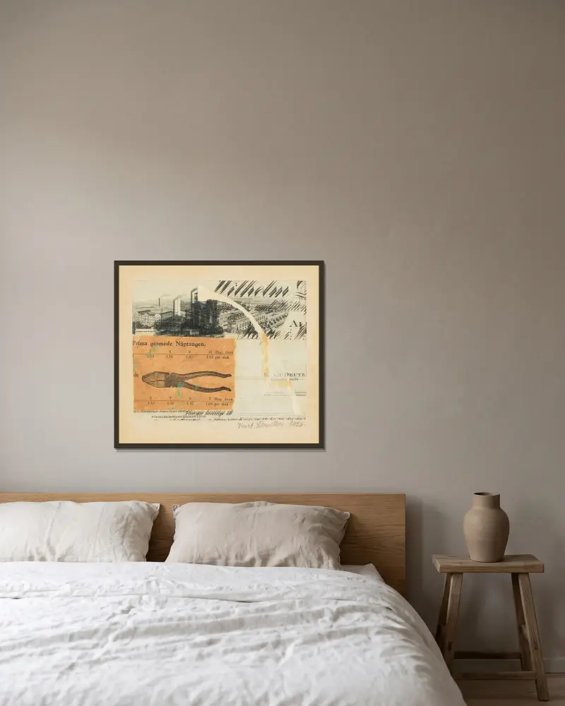 I 29 Wilhelm Haspe av Kurt Schwitters inramad på en vägg
