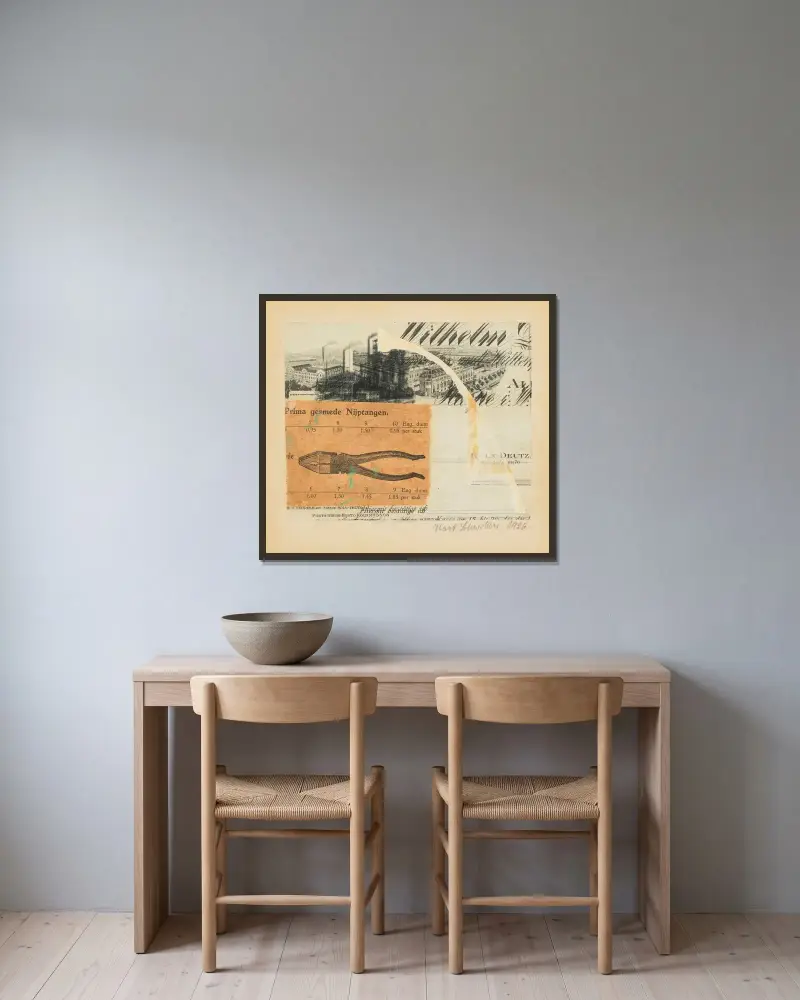 I 29 Wilhelm Haspe av Kurt Schwitters inramad på en vägg