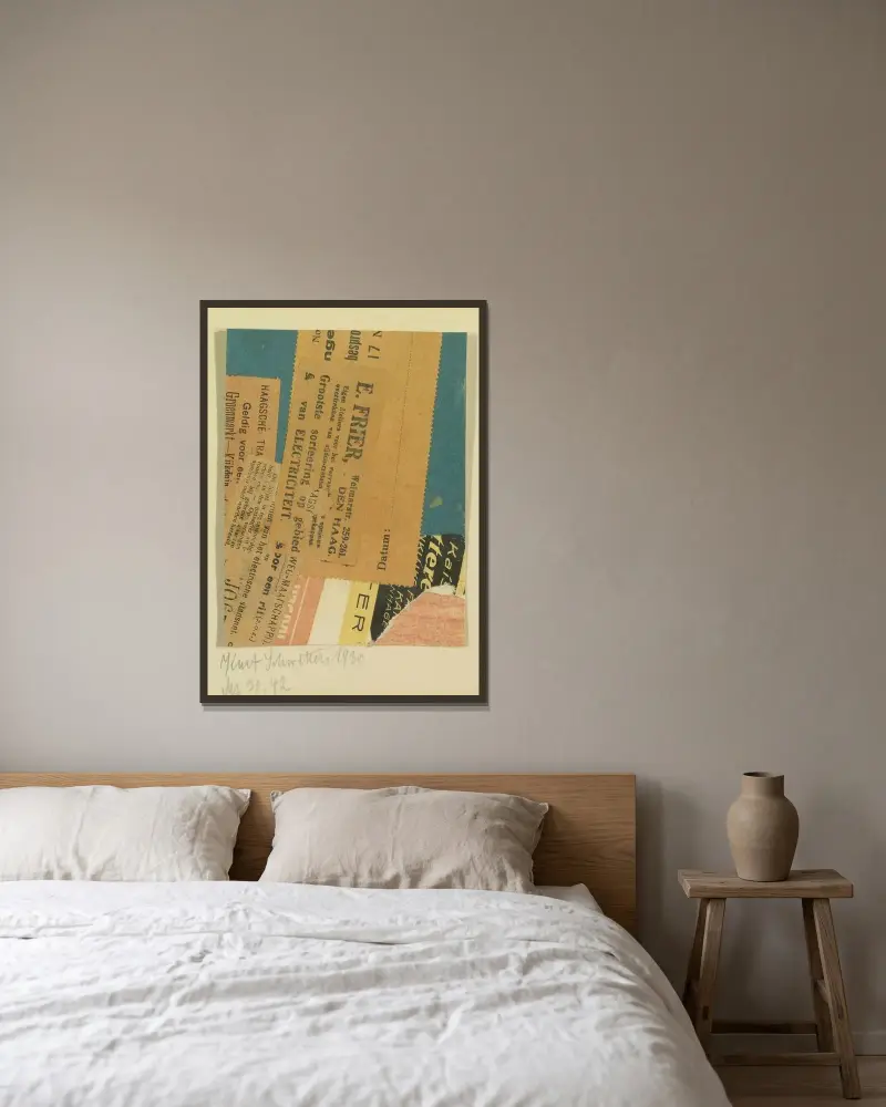 Merz 30, 42 von Kurt Schwitters gerahmt an einer Wand