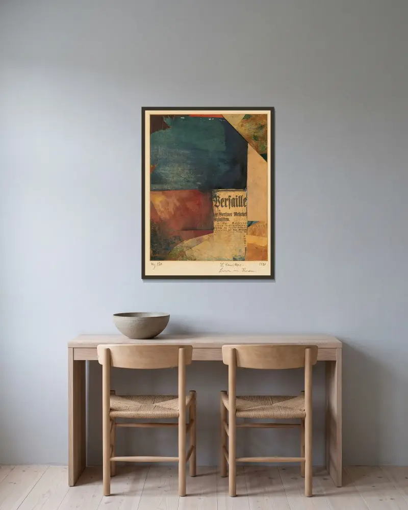 Tomhet i rummet av Kurt Schwitters inramad på en vägg