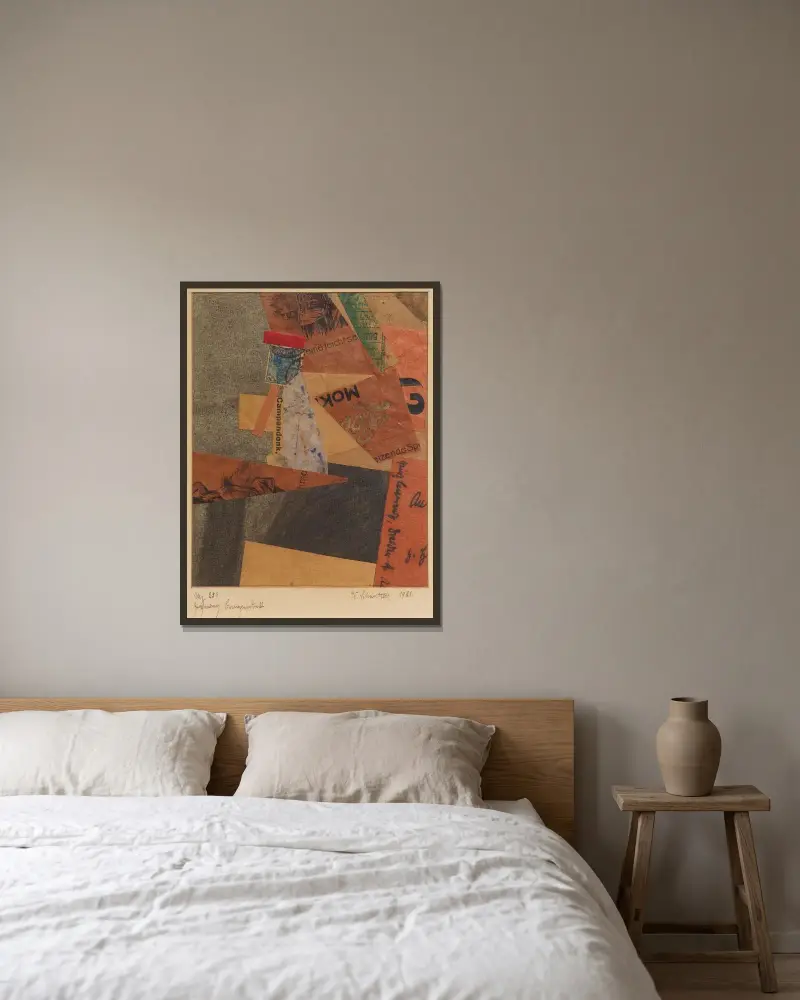 Mz 259 Zeichnung Campendonk av Kurt Schwitters inramad på en vägg