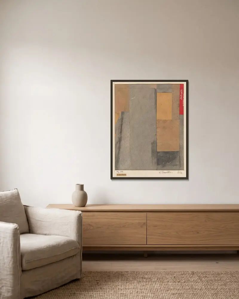 Mz 380. Schlotheim, 1922 – Nr. 2 von Kurt Schwitters gerahmt an einer Wand