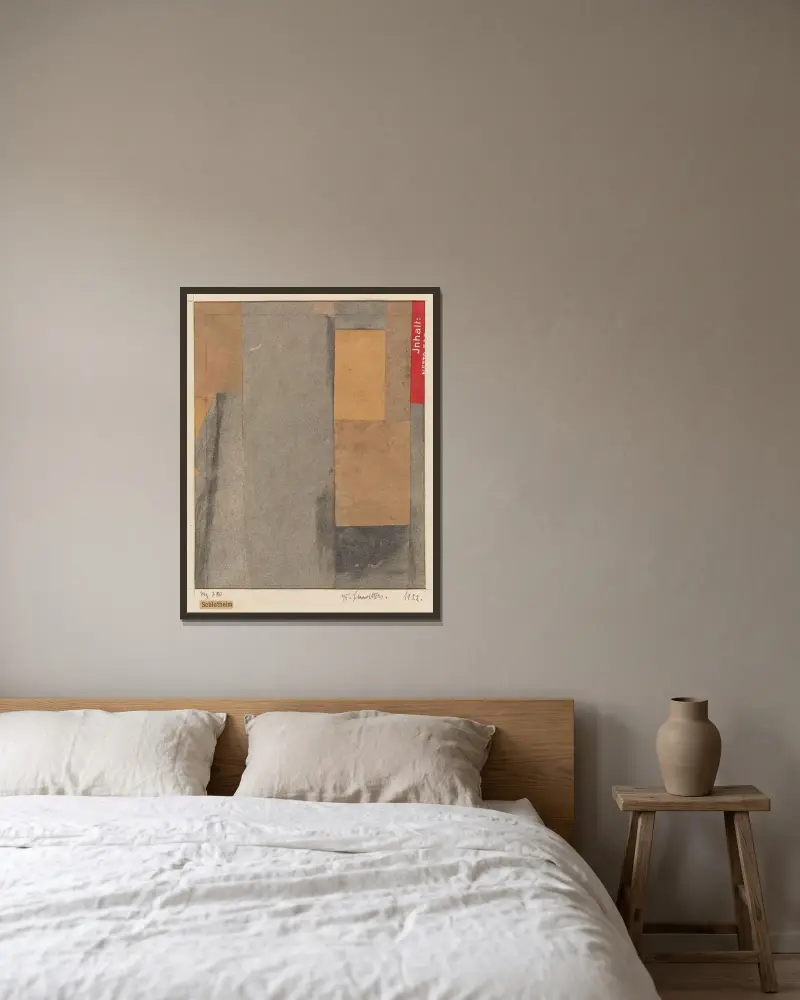 Mz 380. Schlotheim, 1922 – Nr. 2 von Kurt Schwitters gerahmt an einer Wand
