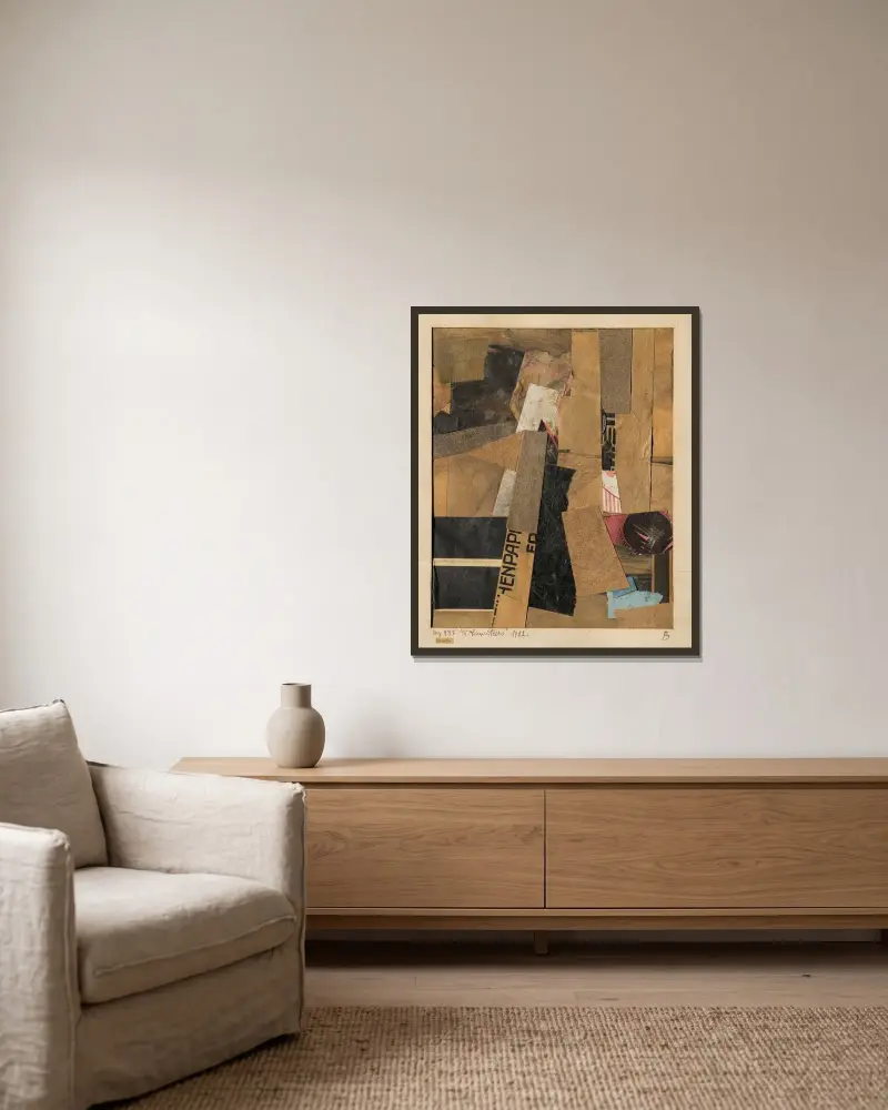 Mz 478 Gemälde av Kurt Schwitters inramad på en vägg