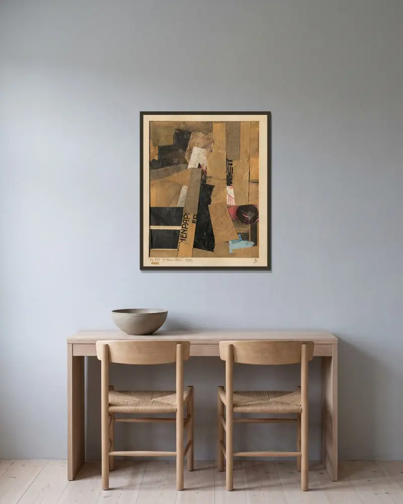 Mz 478 Gemälde av Kurt Schwitters inramad på en vägg