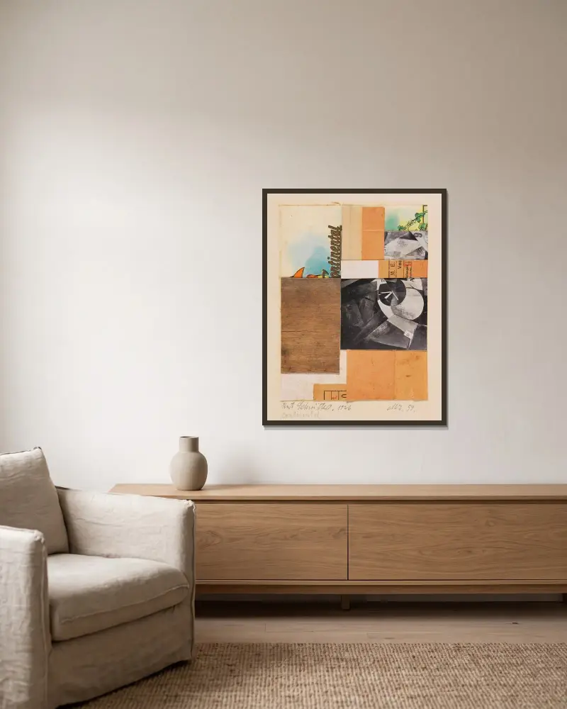 Mz. 59. Continental av Kurt Schwitters inramad på en vägg