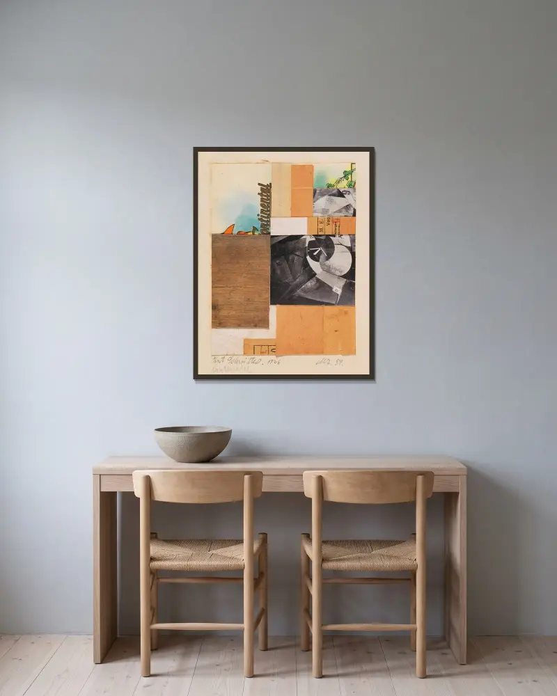 Mz. 59. Continental av Kurt Schwitters inramad på en vägg