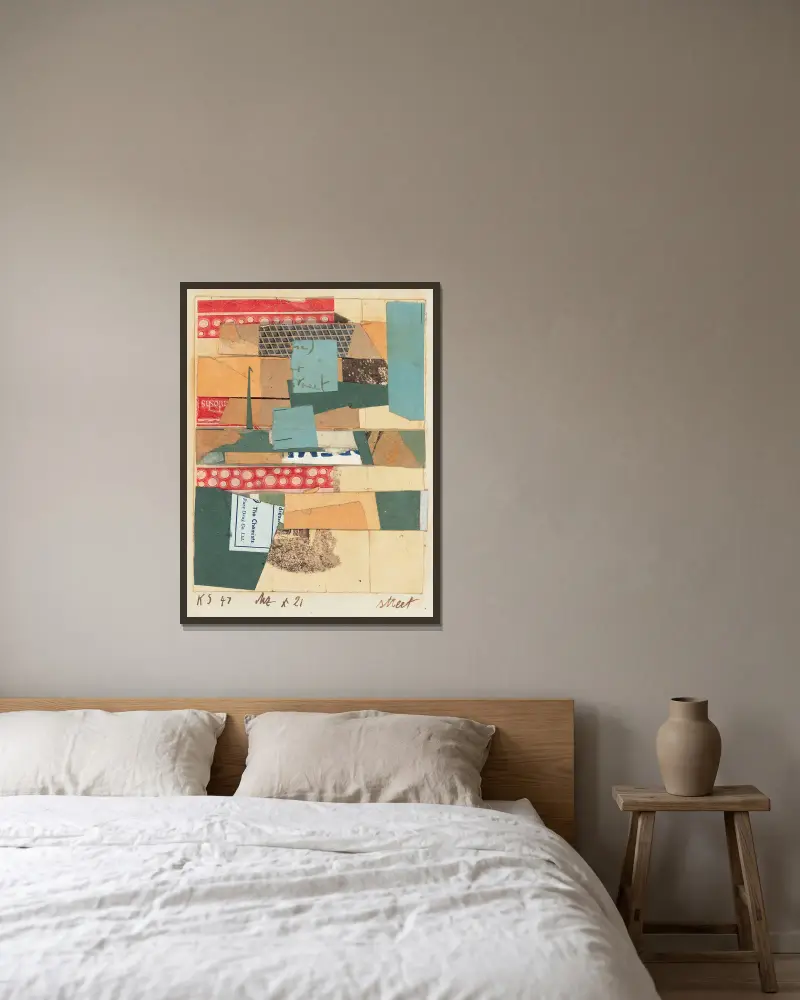 Mz x 21 Street av Kurt Schwitters inramad på en vägg