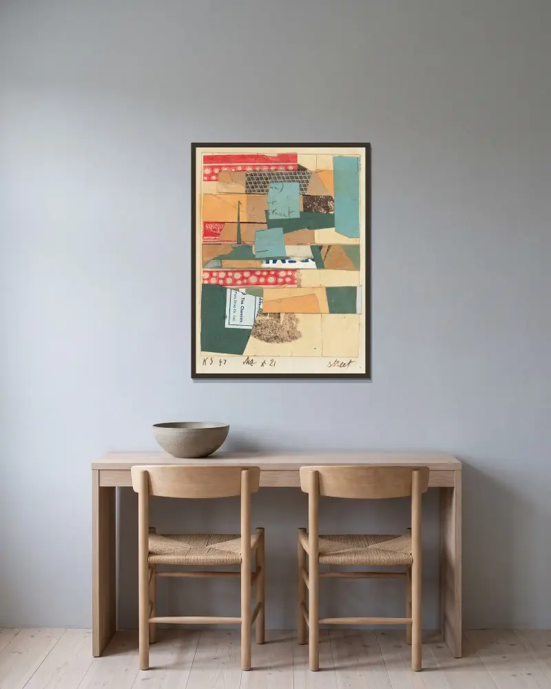 Mz x 21 Street av Kurt Schwitters inramad på en vägg