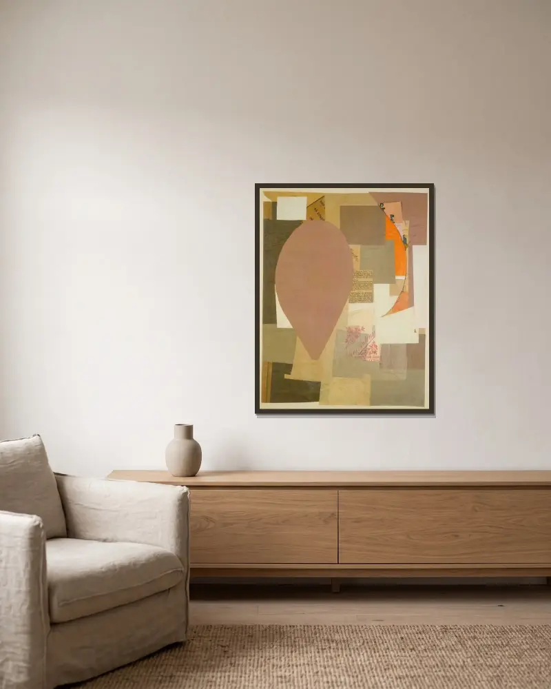 Utan titel (Pino Antoni) av Kurt Schwitters inramad på en vägg
