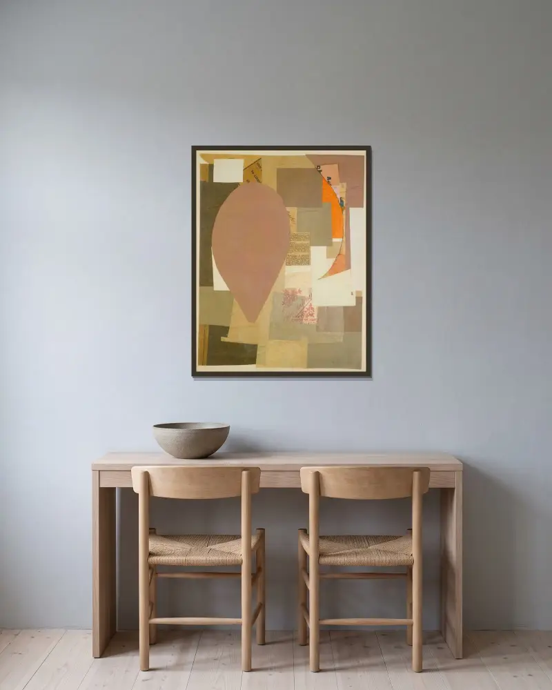 Utan titel (Pino Antoni) av Kurt Schwitters inramad på en vägg