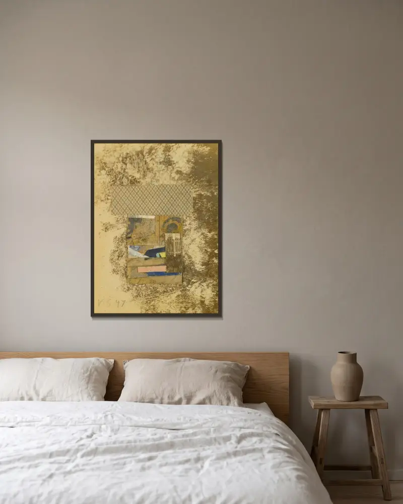 Utan titel (Merz-teckning i Merz-teckning) av Kurt Schwitters inramad på en vägg