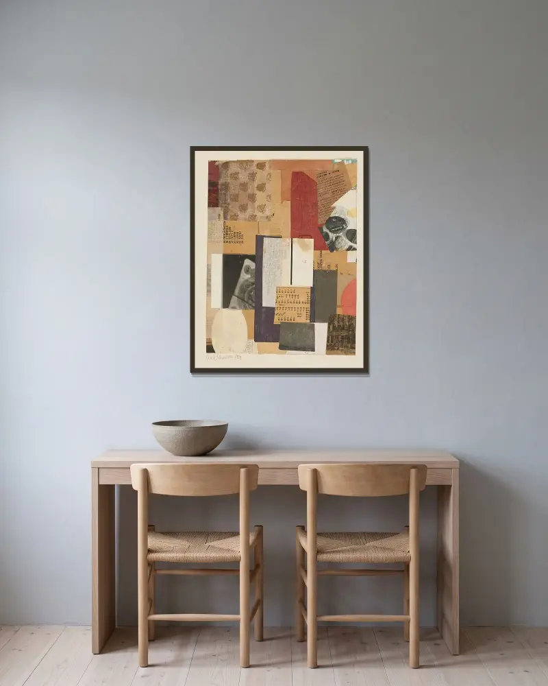 Ohne Titel (Oesie) av Kurt Schwitters inramad på en vägg