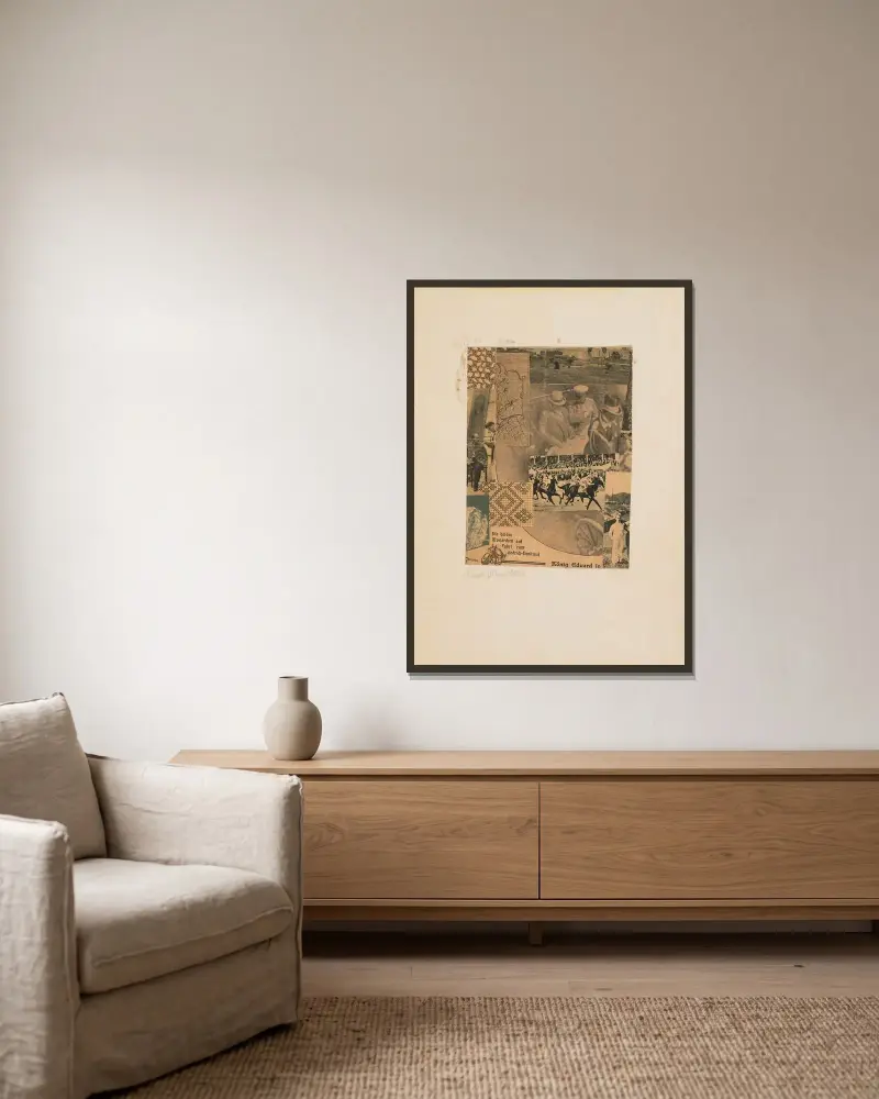 Ohne Titel (Köning Eduard in) av Kurt Schwitters inramad på en vägg