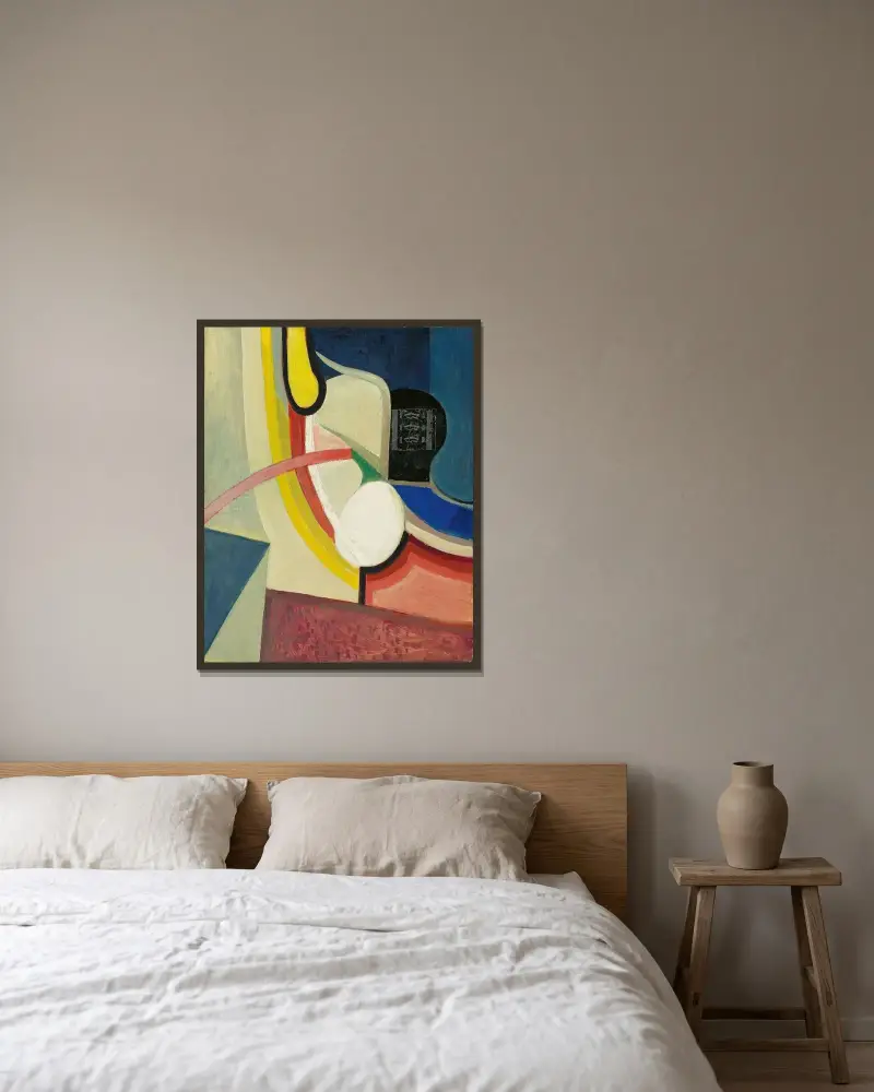 Utan titel (Gott humör) av Kurt Schwitters inramad på en vägg